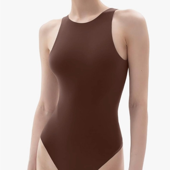 Pumiey Tops - Amazon Chocolate Brown Sleeveless Bodysuit Medium